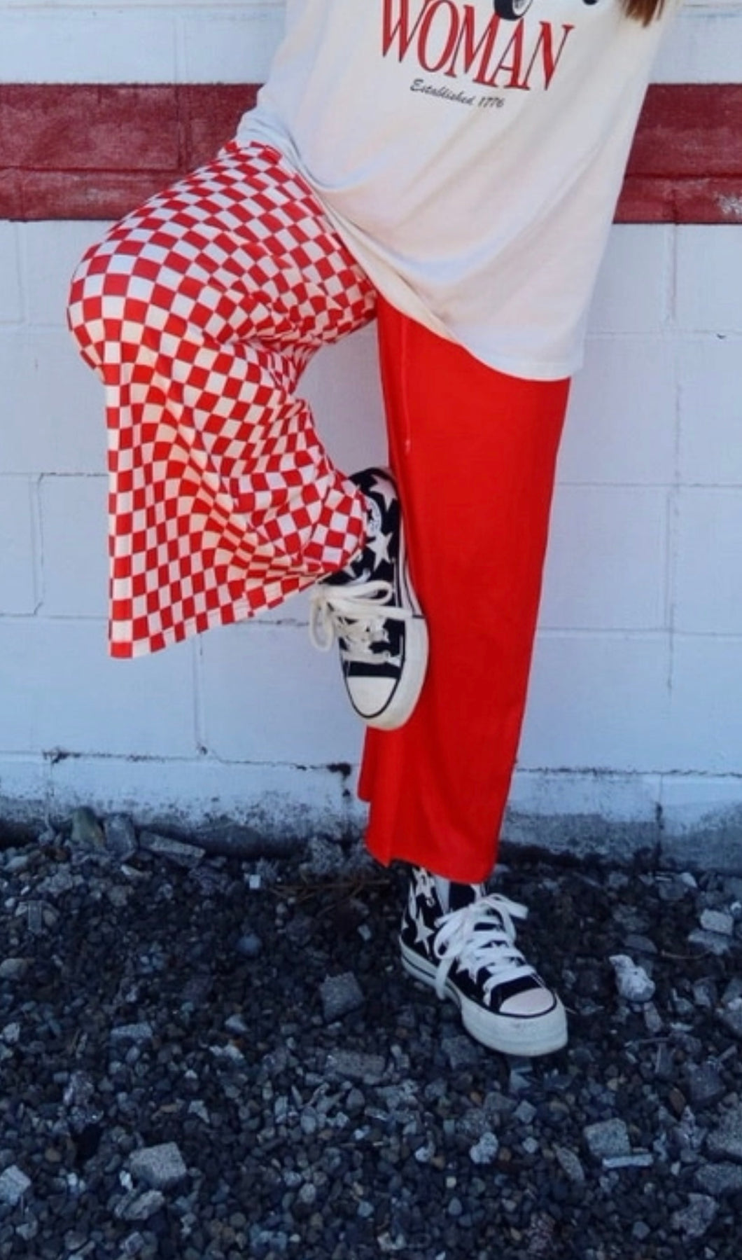 Half/Half Red & Ivory Pants