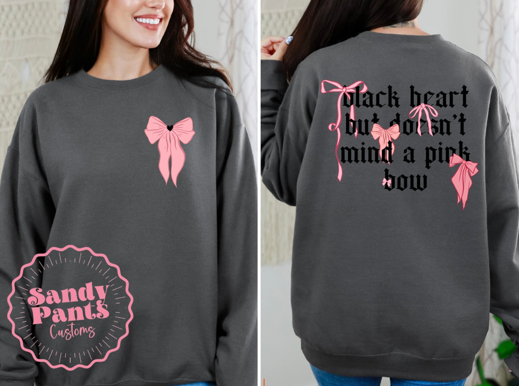 Black Heart Pink Bow Sweatshirt