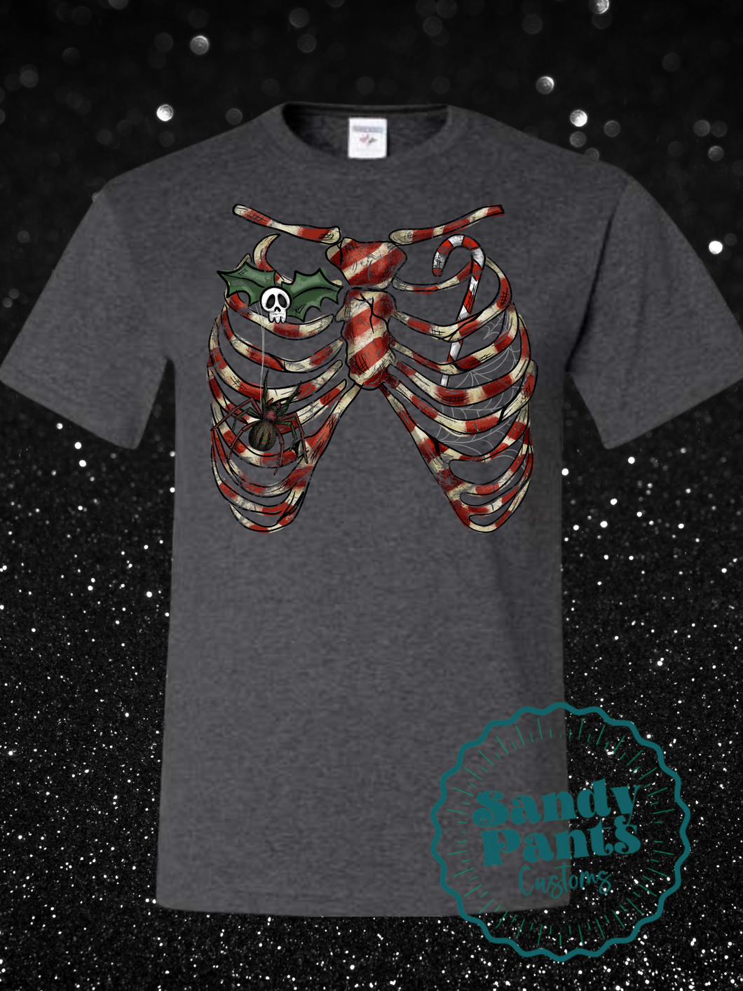 Candy Cane Skeleton Tee